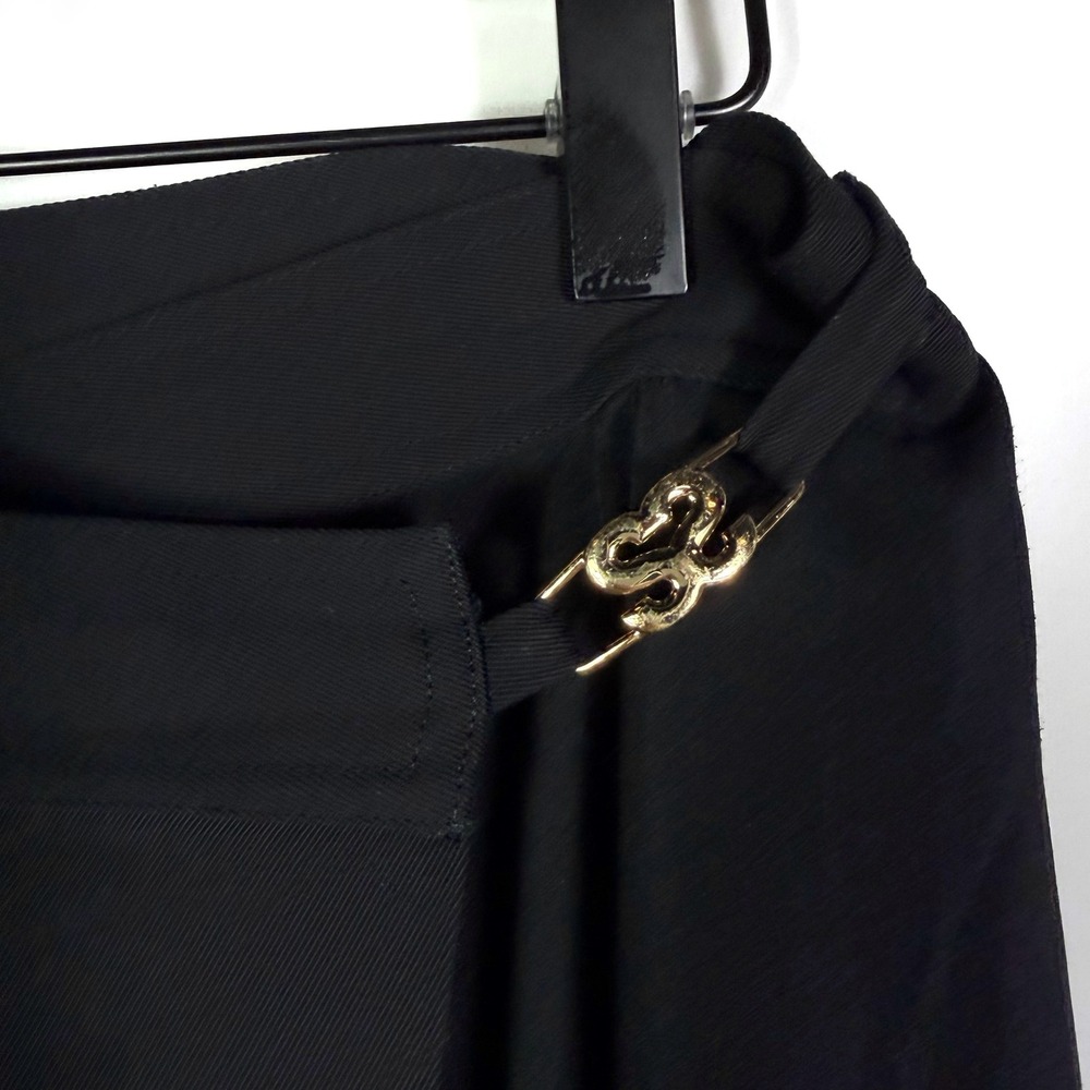 SANDRO Souvenir Skirt Black Wrap Maxi Gold Logo Detail Size 40 FR / 8 US - Picture 8 of 14
